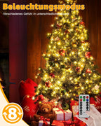 Ollny Solar Lichterkette Aussen für 150, 180, 240cm Tannenbaum (Warmweiß, 8 Modi, Timer, IP44 Wasserdichte)
