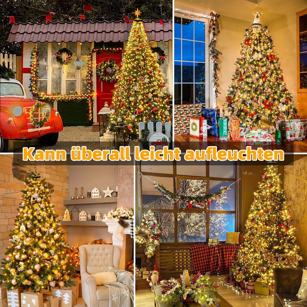 Ollny Solar Lichterkette Aussen für 150, 180, 240cm Tannenbaum (Warmweiß, 8 Modi, Timer, IP44 Wasserdichte)
