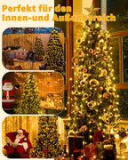 Ollny Solar Lichterkette Aussen für 150, 180, 240cm Tannenbaum (Warmweiß, 8 Modi, Timer, IP44 Wasserdichte)