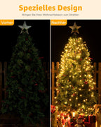 Ollny Solar Lichterkette Aussen für 150, 180, 240cm Tannenbaum (Warmweiß, 8 Modi, Timer, IP44 Wasserdichte)
