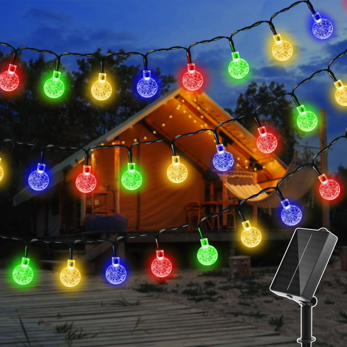 Ollny Solar Lichterkette Aussen(Bunt, 8 Modi, IP44 Wasserdichte)