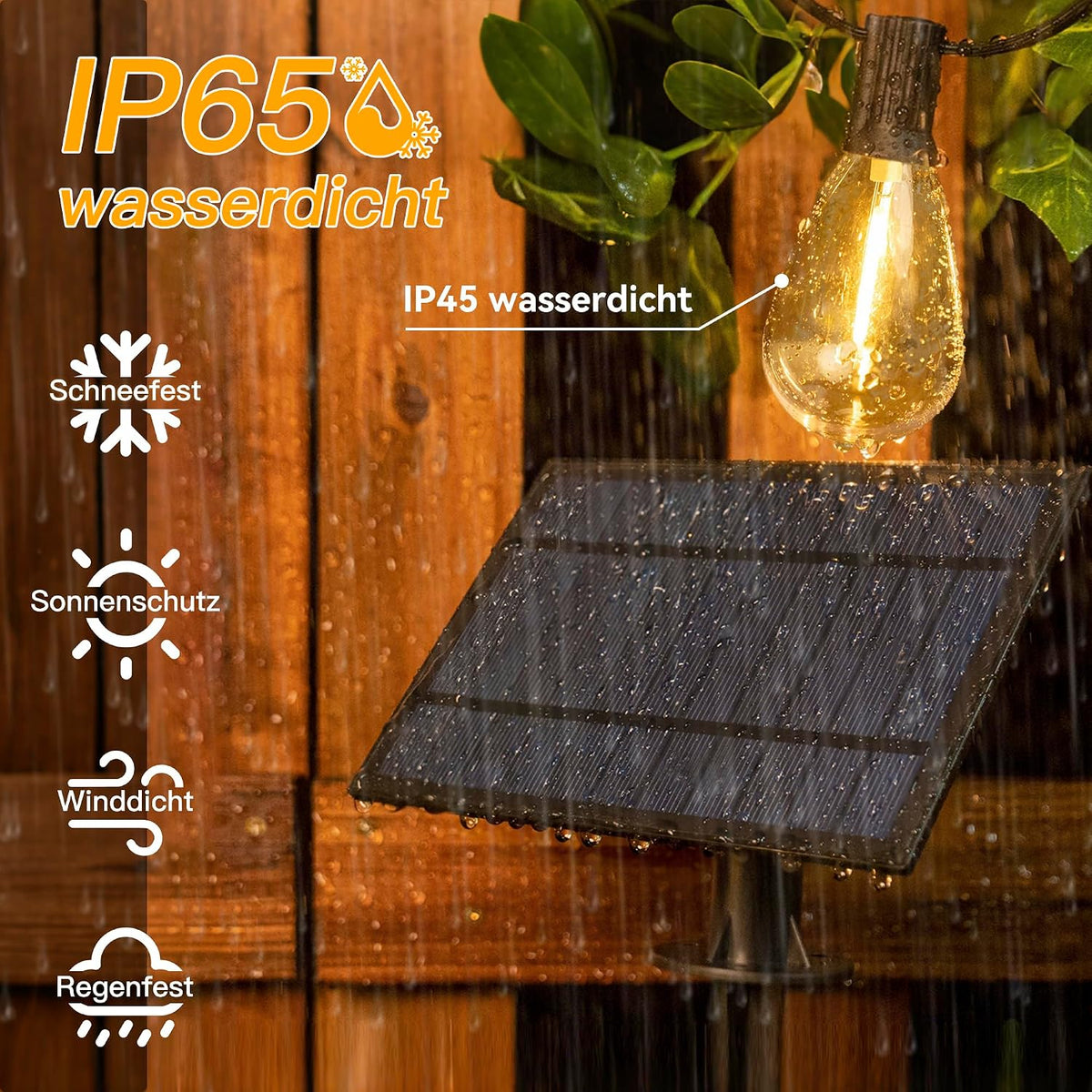 Ollny S11 Solar Lichterkette Außen (Timer, 3 Modi, IP45 Wasserdichte)