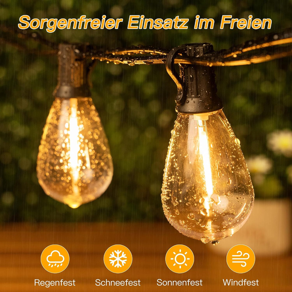 Ollny S11 Solar Lichterkette Außen (Timer, 3 Modi, IP45 Wasserdichte)