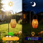 Ollny Solarlampen in Rattan Boho für Wege, Poolbereiche, Girlanden (Warmweiß, IP44 wasserdicht)