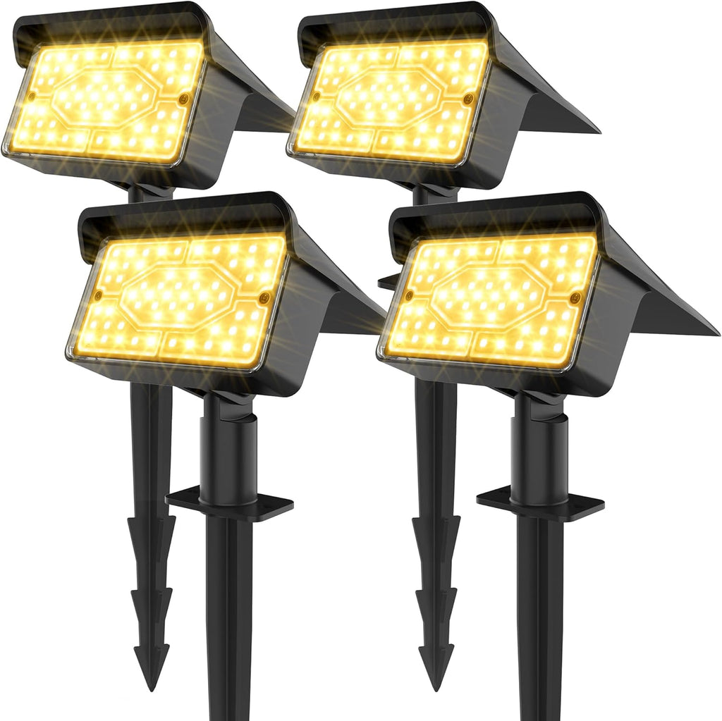 Ollny 60 LEDs Solarstrahler für Außen (Warmweiß, 3 Modi, IP65 Wasserdichte)