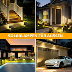 Ollny 60 LEDs Solarstrahler für Außen (Warmweiß, 3 Modi, IP65 Wasserdichte)