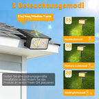 Ollny 60 LEDs Solarstrahler für Außen (Warmweiß, 3 Modi, IP65 Wasserdichte)