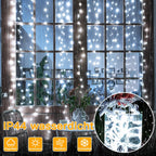 Ollny 300 LEDs 3m*3m USB Kupferdraht Vorhang Lichterkette mit Haken (Kaltweiß, IP44 wasserdicht)