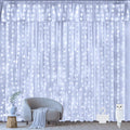 Ollny 300 LEDs 3m*3m USB Kupferdraht Vorhang Lichterkette mit Haken (Kaltweiß, IP44 wasserdicht)