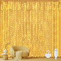 Ollny 300 LEDs 3m*3m USB Kupferdraht Vorhang Lichterkette mit Haken (warmweiß, IP44 wasserdicht)