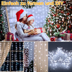 Ollny 300 LEDs 3m*3m USB Kupferdraht Vorhang Lichterkette mit Haken (Kaltweiß, IP44 wasserdicht)
