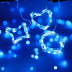 Ollny 200 LEDs 2m*2m USB Kupferdraht Vorhang Lichterkette mit Haken (Blau, IP44 wasserdicht)