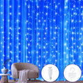 Ollny 200 LEDs 2m*2m USB Kupferdraht Vorhang Lichterkette mit Haken (Blau, IP44 wasserdicht)