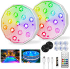 Ollny LED-Poolleuchten für Pool, Teich, Whirlpool, Springbrunnen, Aquarium (wiederaufladbar, 16 Farben, IP67 wasserdicht)