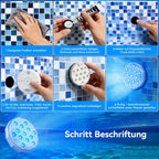 Ollny LED-Poolleuchten für Pool, Teich, Whirlpool, Springbrunnen, Aquarium (wiederaufladbar, 16 Farben, IP67 wasserdicht)