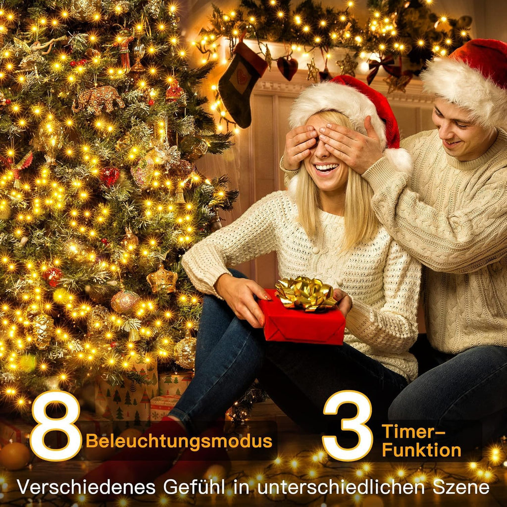 Ollny 400 LEDs 40m Lichterkette Weihnachtsbaum außen für Party (Warmweiß, 8 Modi, IP44 wasserdicht)