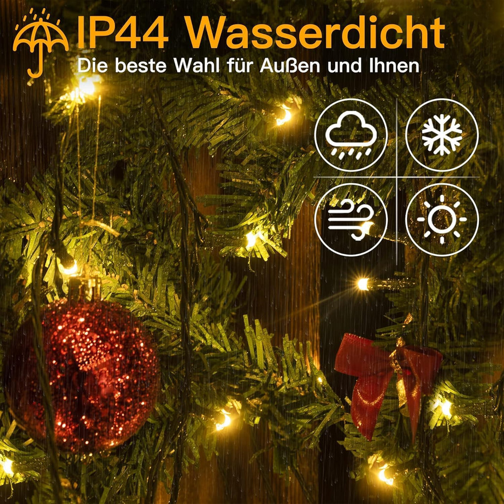 Ollny 400 LEDs 40m Lichterkette Weihnachtsbaum außen für Party (Warmweiß, 8 Modi, IP44 wasserdicht)