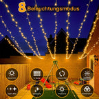 Ollny 600 LEDs 60m Lichterkette außen für Garten Balkon Hochzeit Party (Warmweiß, 8 Modi, IP44 wasserdicht)