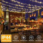 Ollny 600 LEDs 60m Lichterkette außen für Garten Balkon Hochzeit Party (Warmweiß, 8 Modi, IP44 wasserdicht)