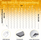 Ollny 300 LEDs 3m*3m USB und Fernbedienung Weihnachtslichterkette (Warmweiß, 8 Modi, IP44 wasserdicht)