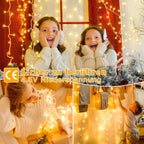 Ollny 300 LEDs 3m*3m USB und Fernbedienung Weihnachtslichterkette (Warmweiß, 8 Modi, IP44 wasserdicht)