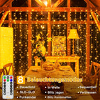 Ollny 300 LEDs 3m*3m USB und Fernbedienung Weihnachtslichterkette (Warmweiß, 8 Modi, IP44 wasserdicht)