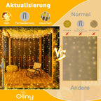 Ollny 300 LEDs 3m*3m USB und Fernbedienung Weihnachtslichterkette (Warmweiß, 8 Modi, IP44 wasserdicht)