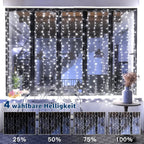 Ollny 300 LEDs 3m*3m USB und Fernbedienung Weihnachtslichterkette (Kaltweiß, 8 Modi, IP44 wasserdicht)